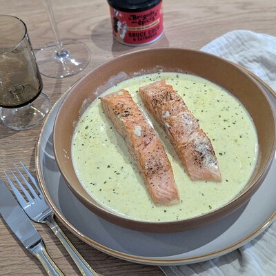 saumon-sauce-cremeise-coco-estragon-curcuma