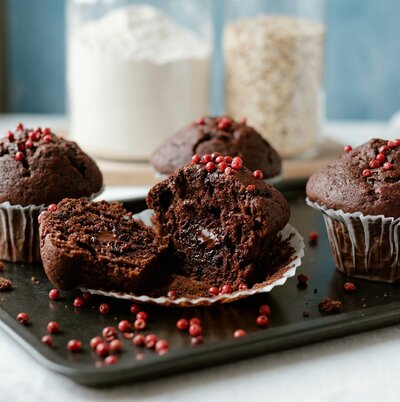 muffin-chocolat-baies-roses